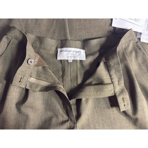 NWT Emanuel Ungaro Paris Green Pleated Pants with Pockets Women's Sz 12 - Picture 4 of 11